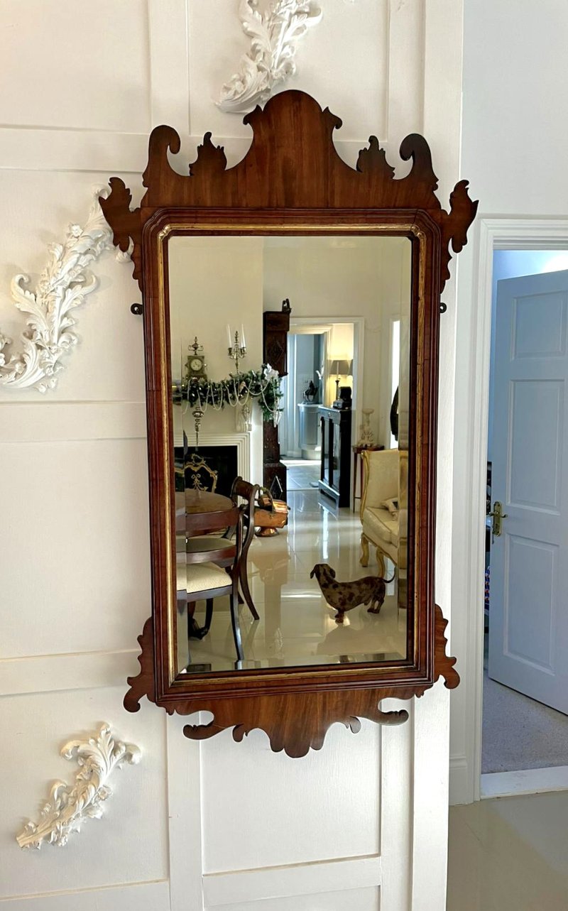Large Antique George III Quality Walnut Wall Mirror