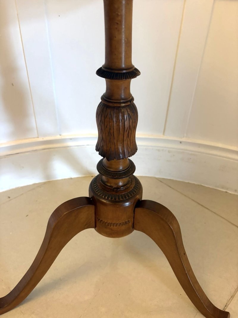Antique Swiss Black Forest Hand Painted Walnut and Beech Folk Art Occasional Lamp Side Table - Image 13