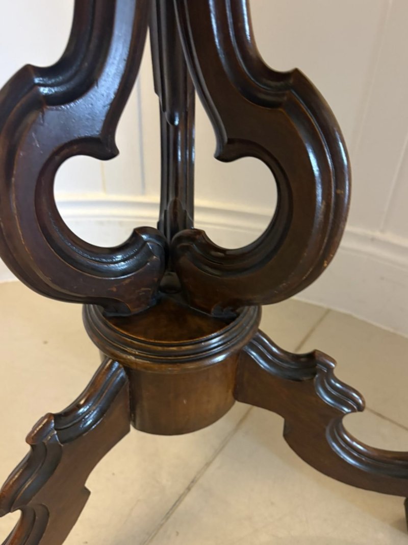 Antique Victorian Burr Walnut Scalloped Lamp Side Table - Image 8