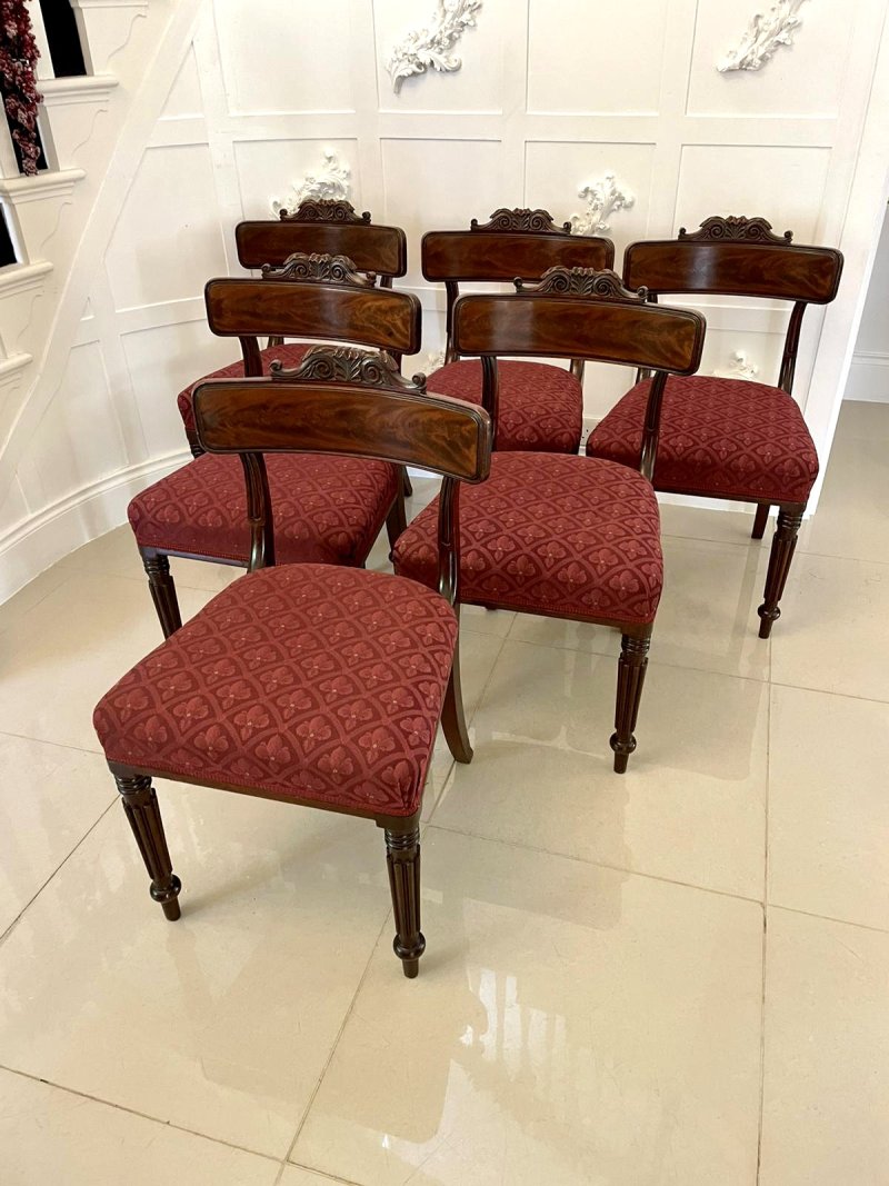 Fine Set of 6 Antique Regency Quality Mahogany Library Chairs By Gillows