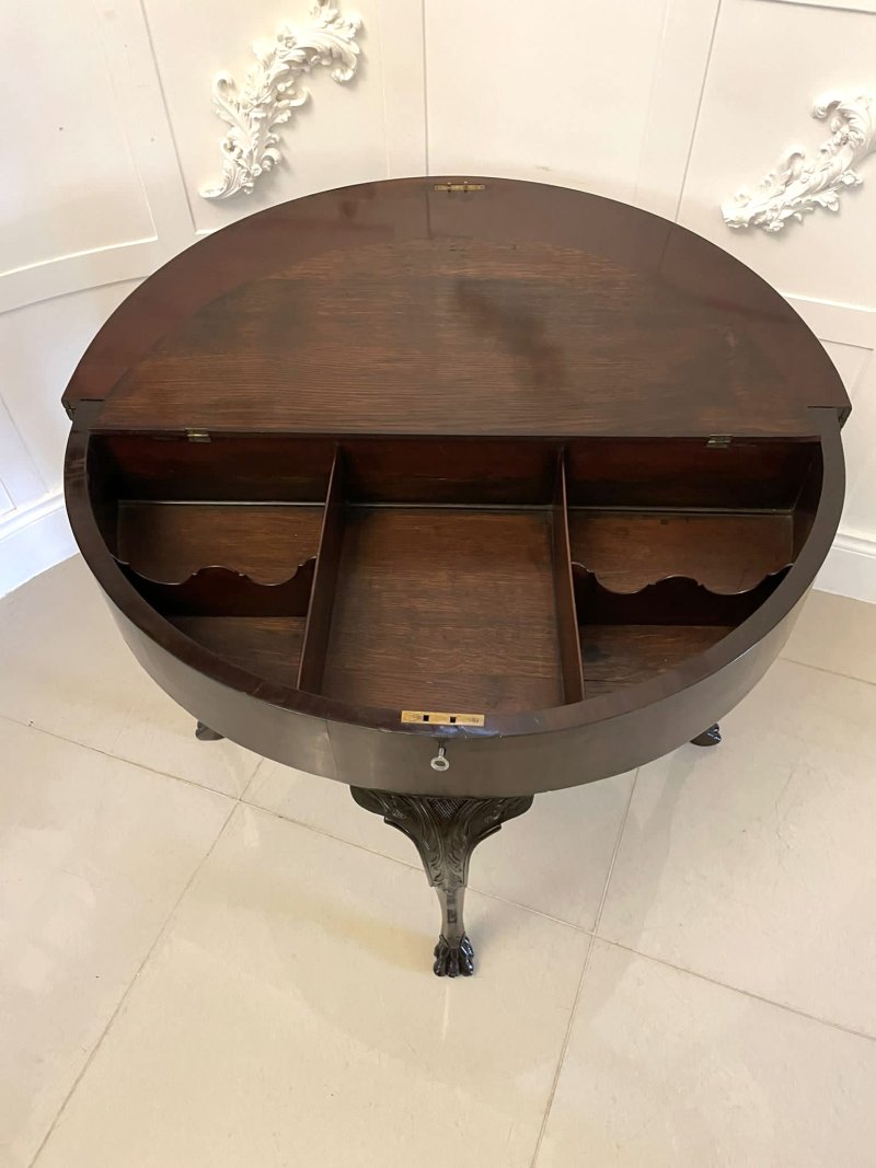 Unusual 18th Century Antique George III Quality Mahogany Irish Triple Top Card/Side Table - Image 8