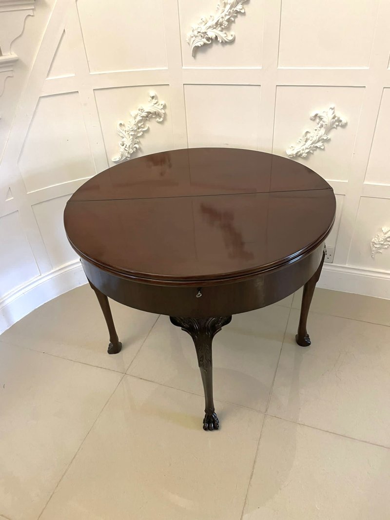 Unusual 18th Century Antique George III Quality Mahogany Irish Triple Top Card/Side Table - Image 5