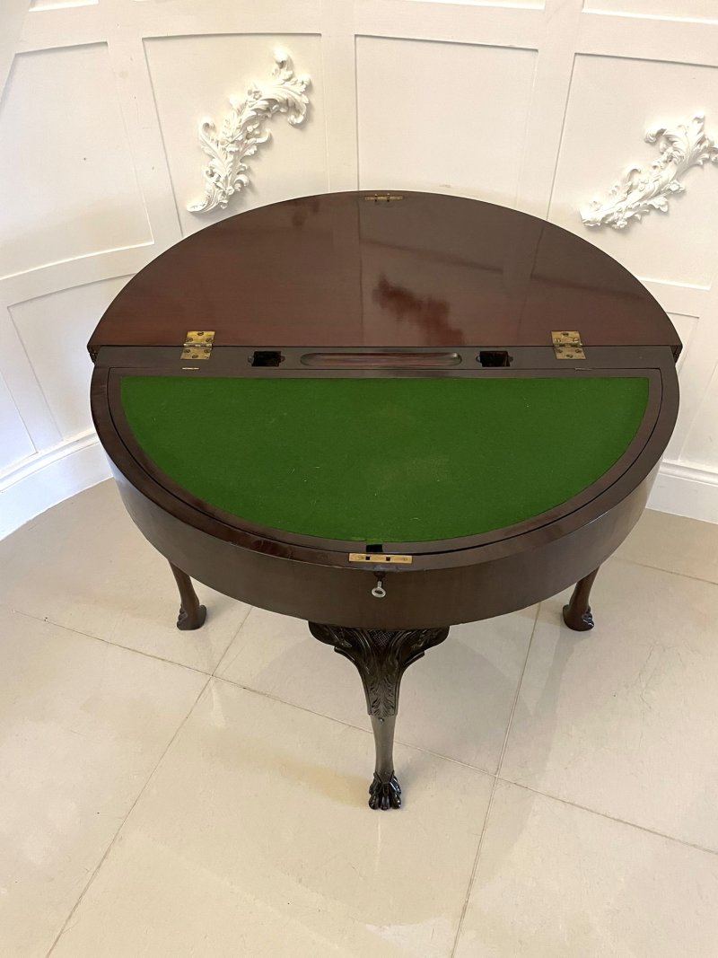 Unusual 18th Century Antique George III Quality Mahogany Irish Triple Top Card/Side Table - Image 9