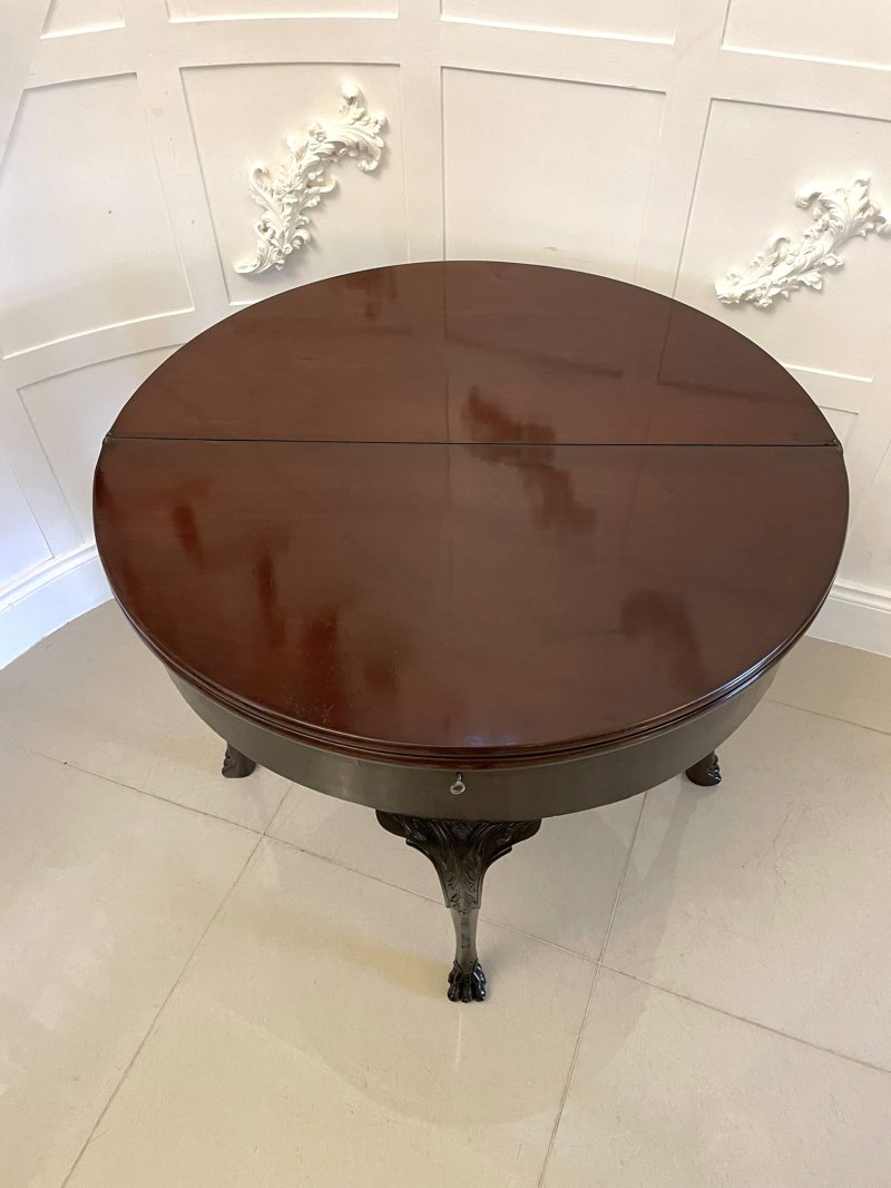 Unusual 18th Century Antique George III Quality Mahogany Irish Triple Top Card/Side Table - Image 6