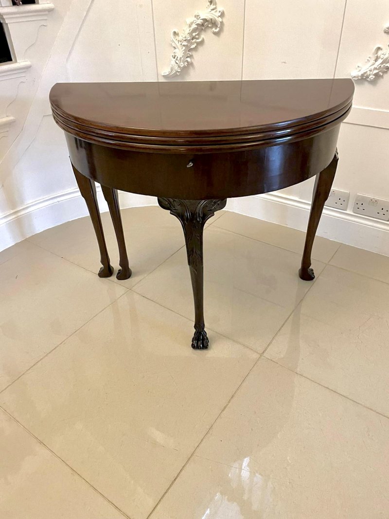 Unusual 18th Century Antique George III Quality Mahogany Irish Triple Top Card/Side Table - Image 4