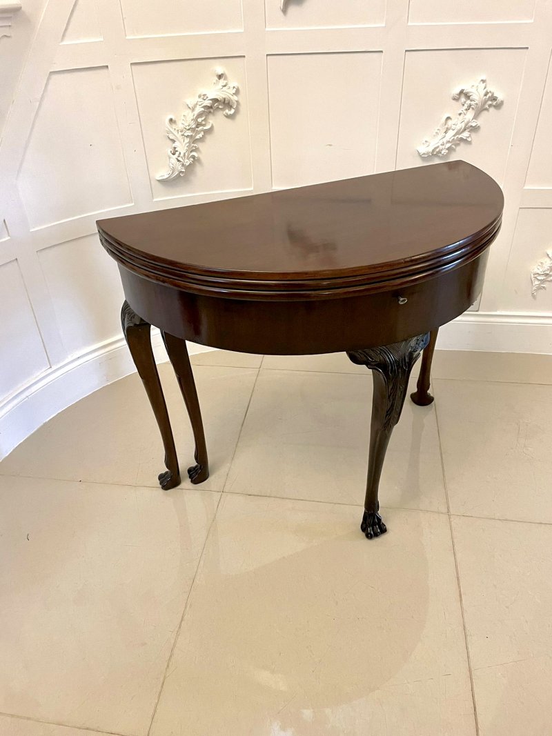 Unusual 18th Century Antique George III Quality Mahogany Irish Triple Top Card/Side Table