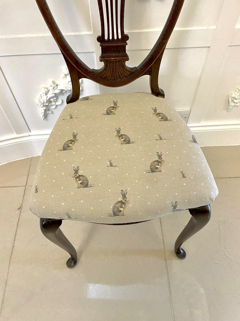 Pair of Antique Victorian Quality Mahogany Inlaid Side Chairs - Image 7