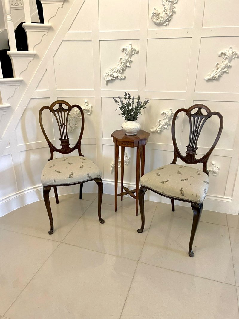 Pair of Antique Victorian Quality Mahogany Inlaid Side Chairs - Image 4