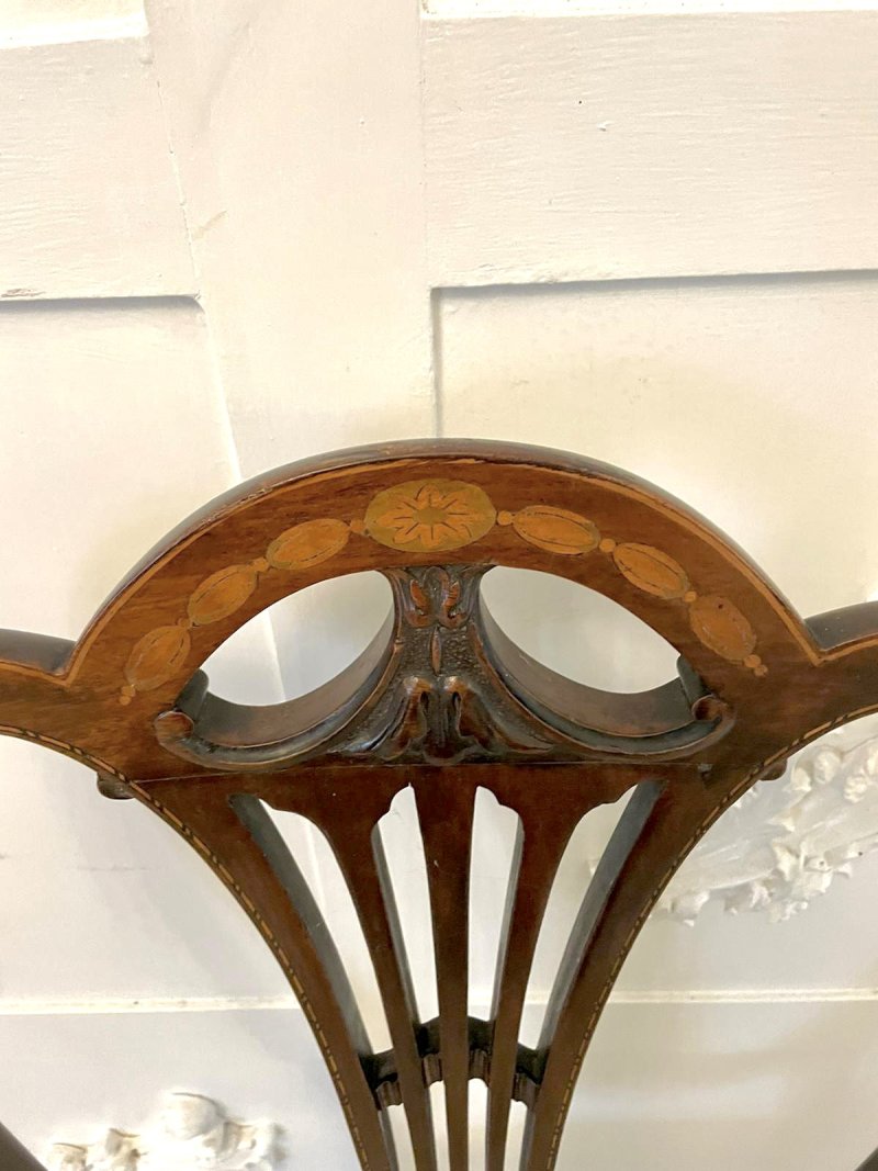 Pair of Antique Victorian Quality Mahogany Inlaid Side Chairs - Image 11
