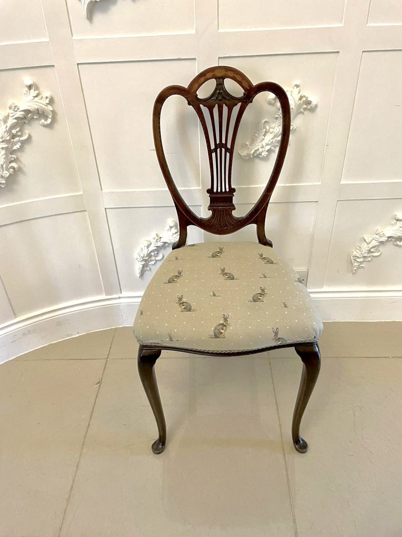 Pair of Antique Victorian Quality Mahogany Inlaid Side Chairs - Image 5