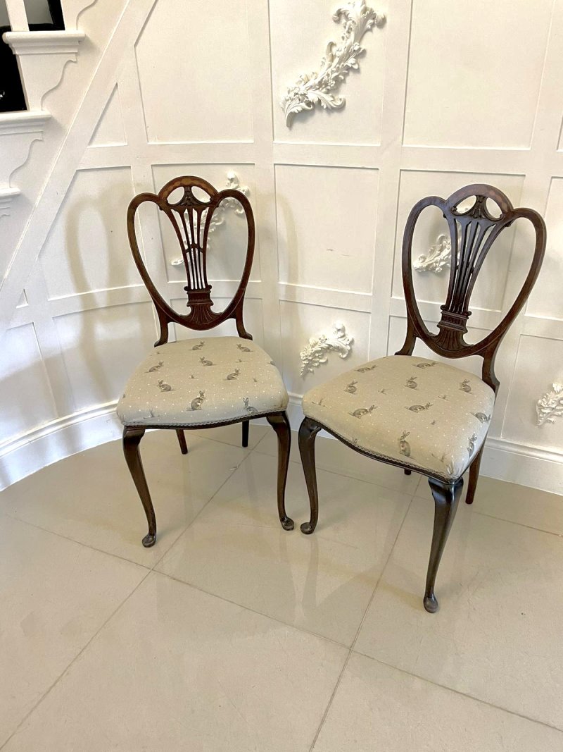 Pair of Antique Victorian Quality Mahogany Inlaid Side Chairs - Image 6