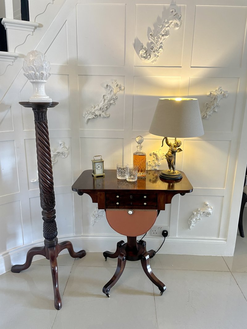 Antique Regency Quality Rosewood Free Standing Sewing/Lamp Table - Image 10
