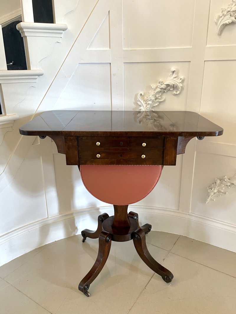 Antique Regency Quality Rosewood Free Standing Sewing/Lamp Table - Image 8