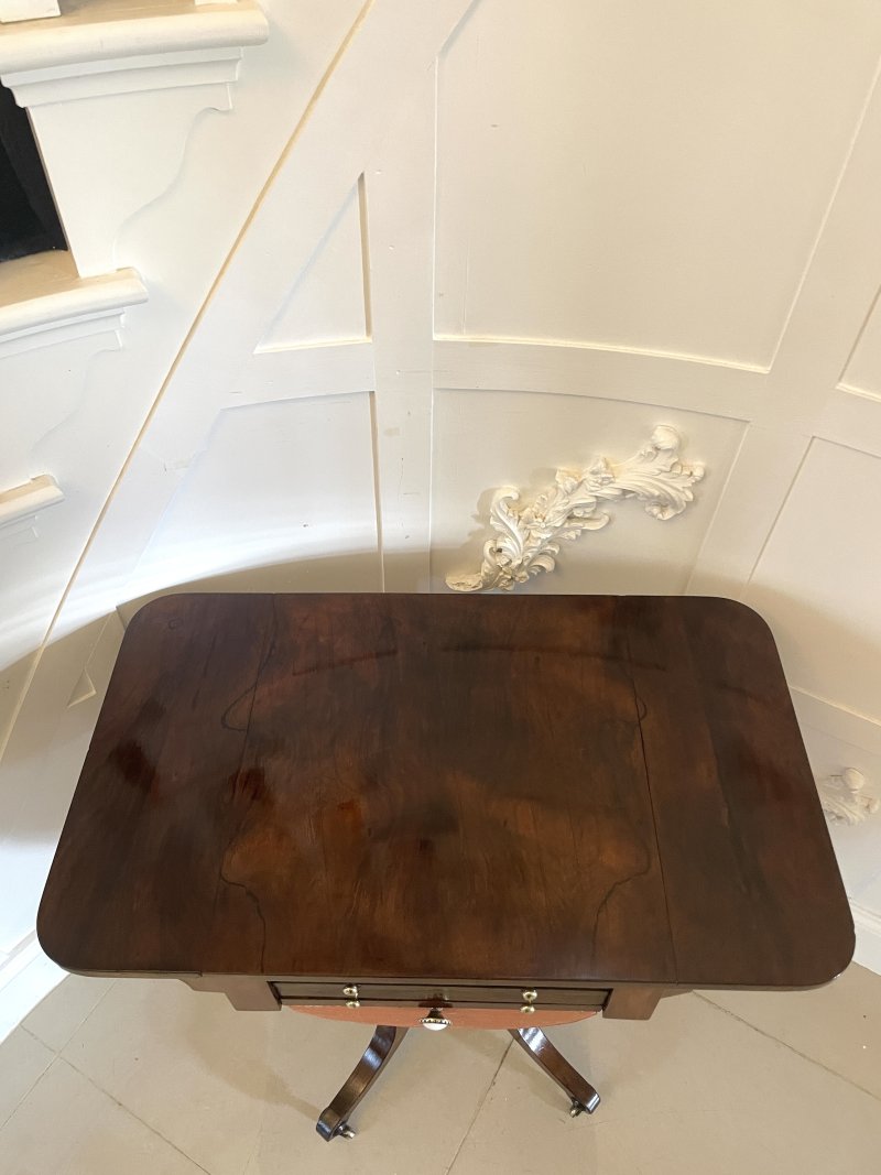 Antique Regency Quality Rosewood Free Standing Sewing/Lamp Table - Image 19