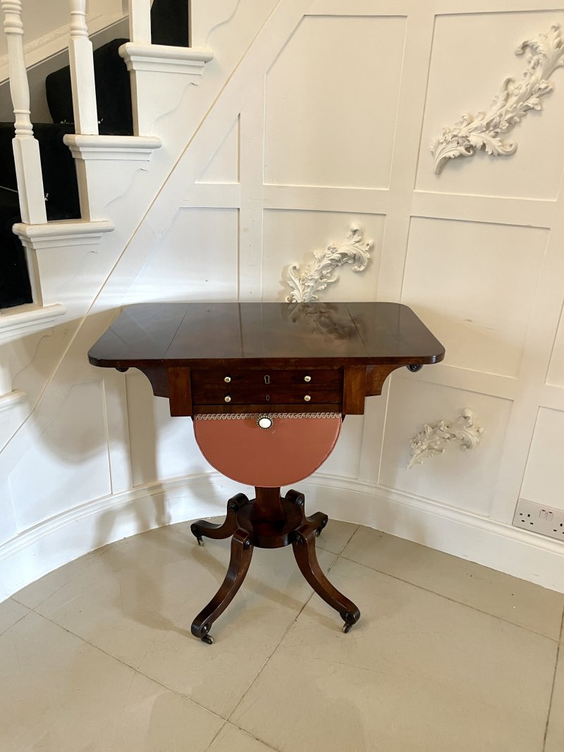 Antique Regency Quality Rosewood Free Standing Sewing/Lamp Table - Image 13