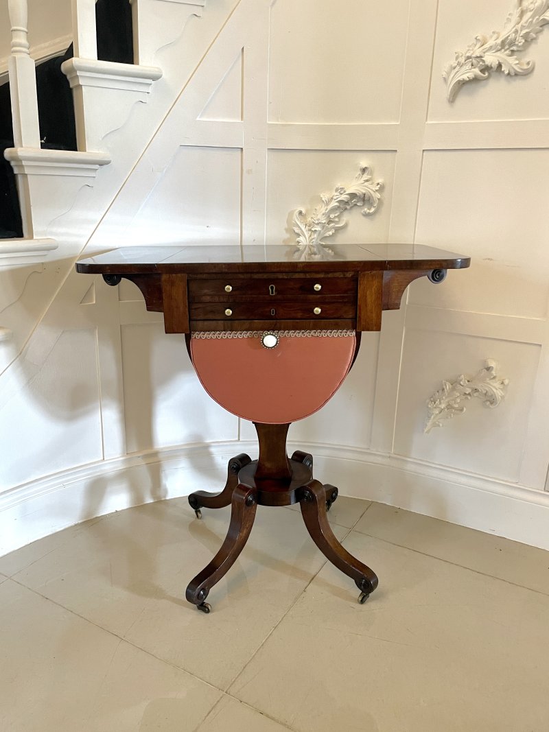 Antique Regency Quality Rosewood Free Standing Sewing/Lamp Table - Image 14