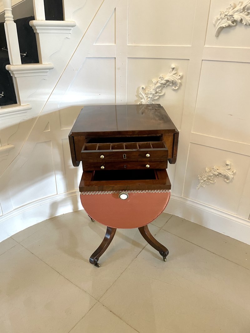 Antique Regency Quality Rosewood Free Standing Sewing/Lamp Table - Image 12