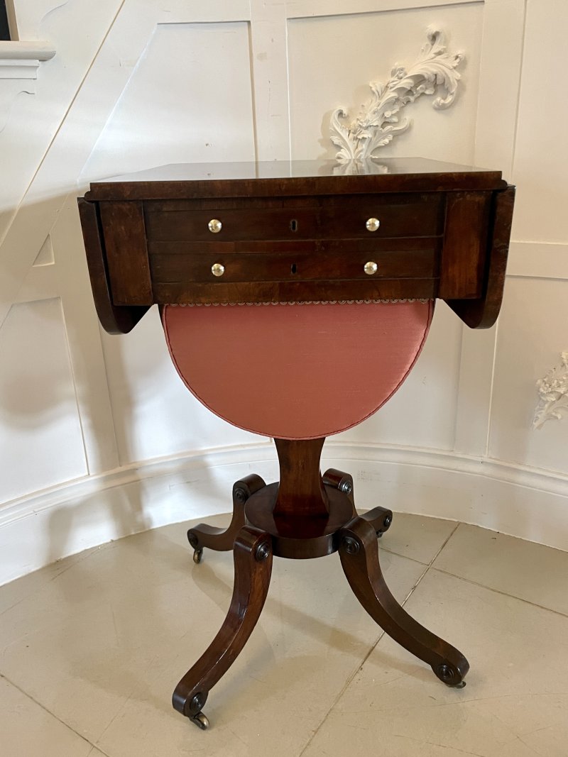 Antique Regency Quality Rosewood Free Standing Sewing/Lamp Table - Image 2