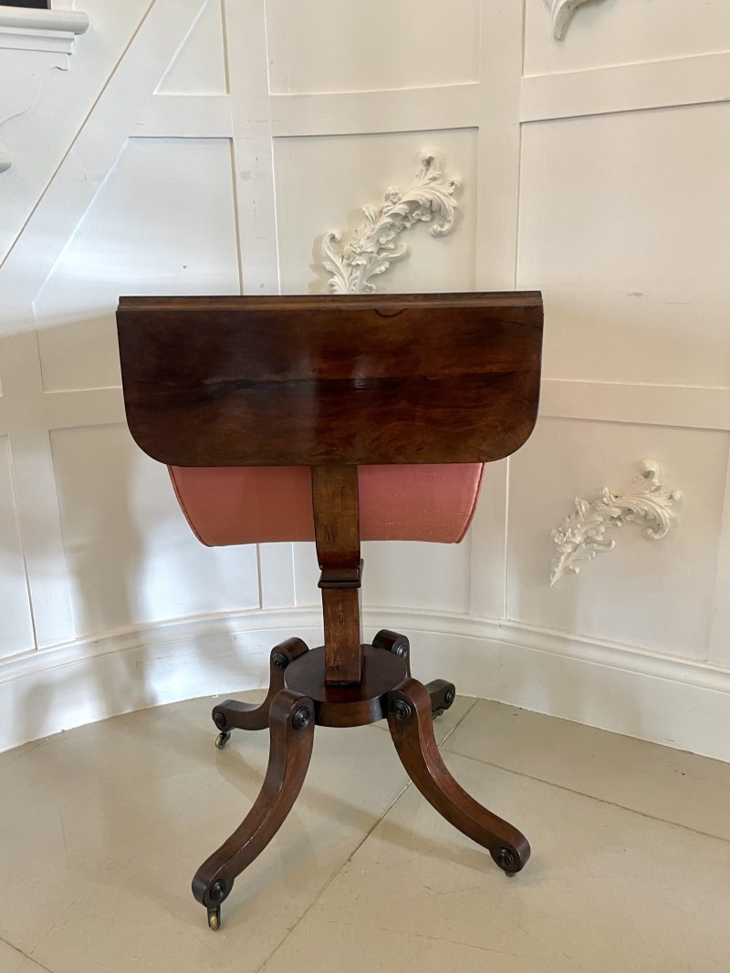 Antique Regency Quality Rosewood Free Standing Sewing/Lamp Table - Image 4