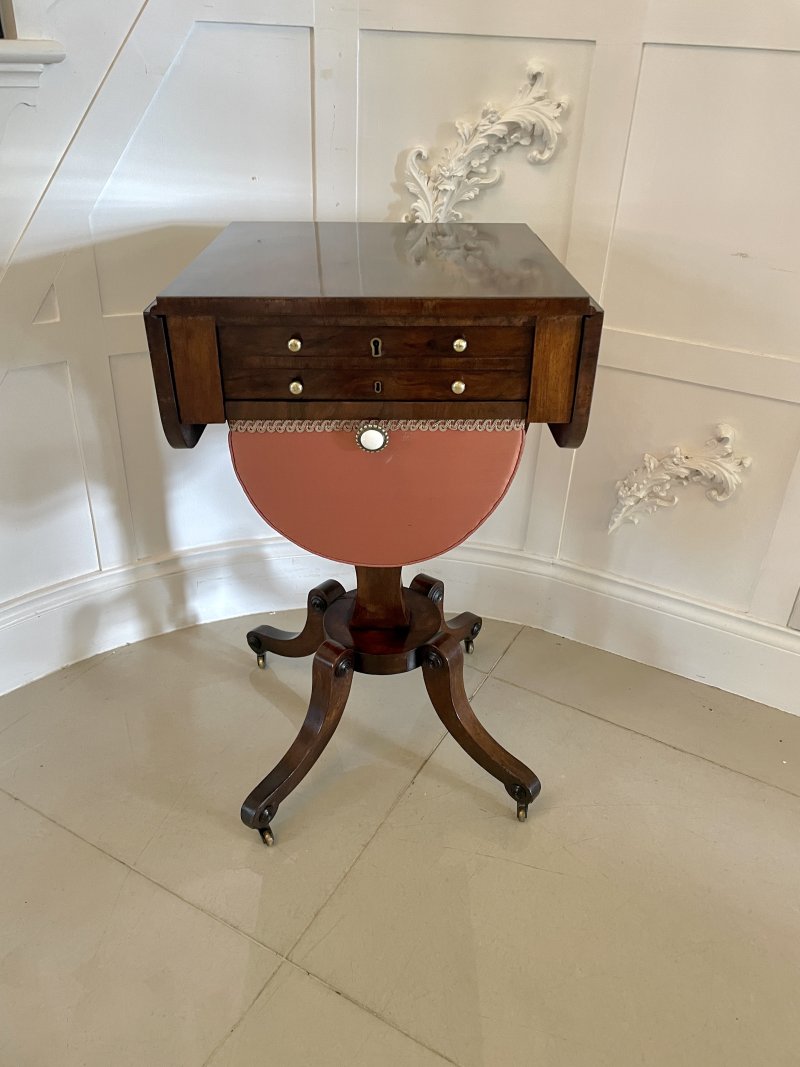 Antique Regency Quality Rosewood Free Standing Sewing/Lamp Table - Image 9