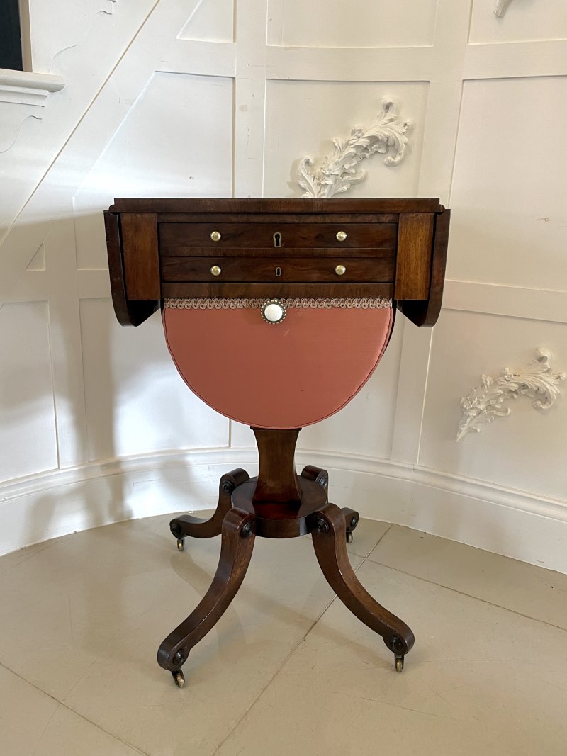 Antique Regency Quality Rosewood Free Standing Sewing/Lamp Table - Image 3