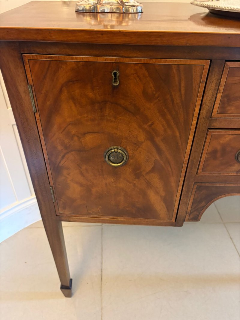 Antique Edwardian Flame Mahogany Bow Front Sideboard Buffet Cabinet - Image 9
