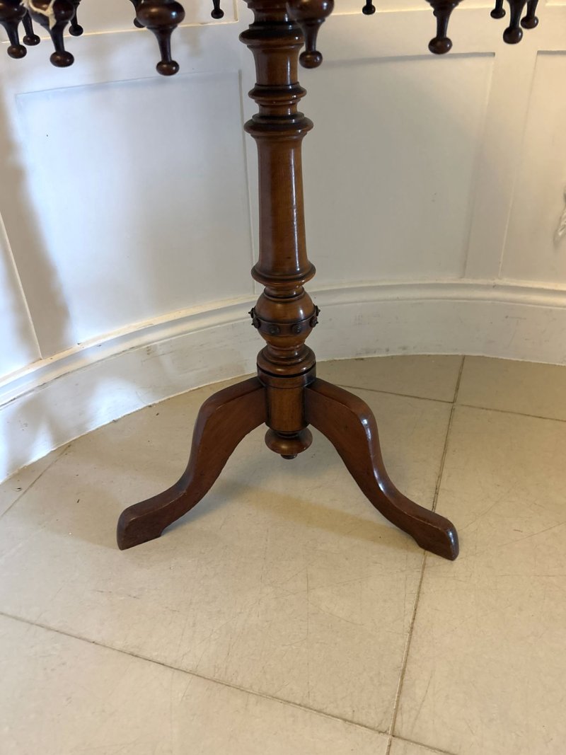 Antique Victorian Walnut Bobbin Gallery Lamp Table - Image 11