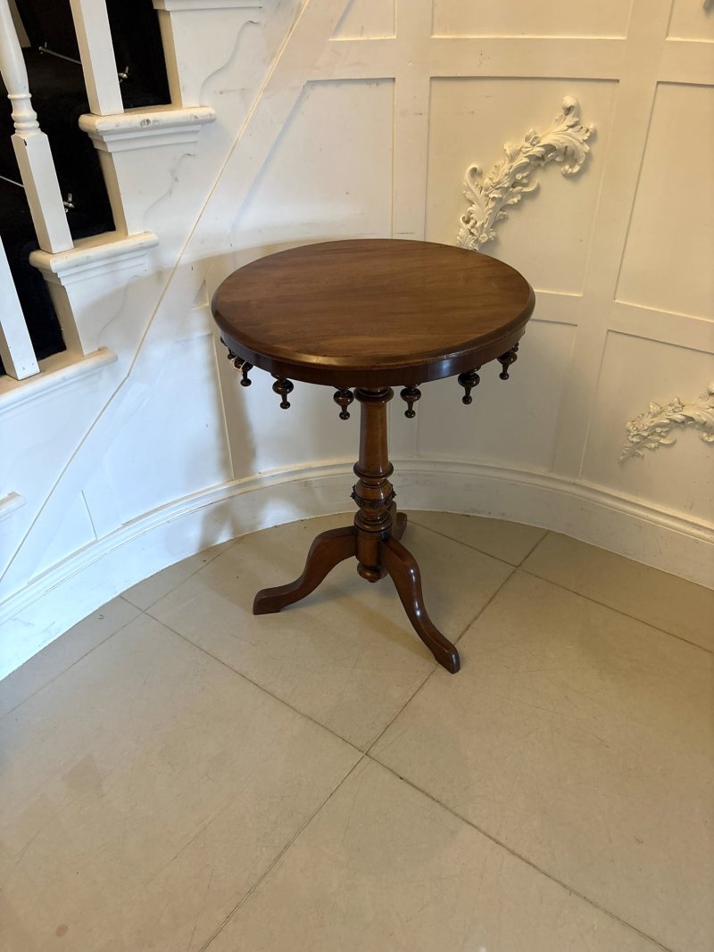 Antique Victorian Walnut Bobbin Gallery Lamp Table - Image 5