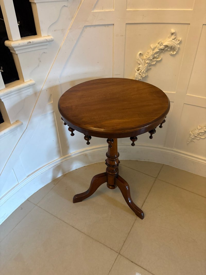 Antique Victorian Walnut Bobbin Gallery Lamp Table - Image 9
