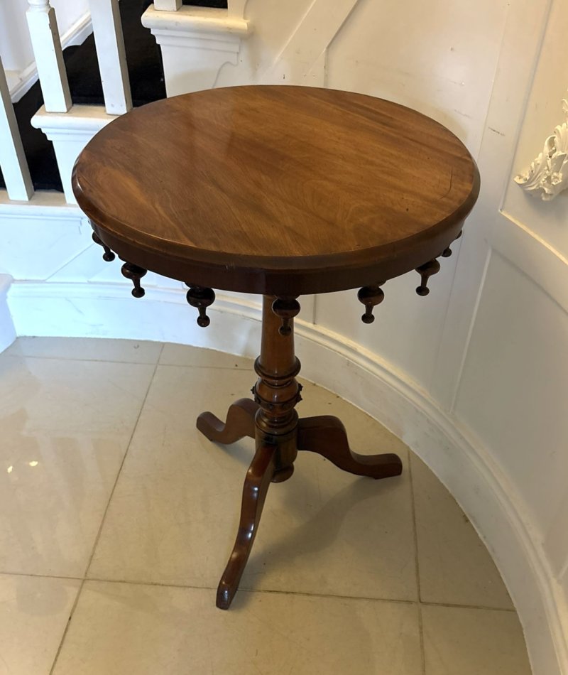 Antique Victorian Walnut Bobbin Gallery Lamp Table - Image 3