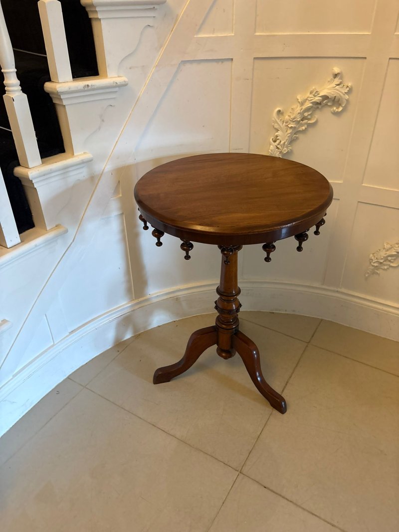 Antique Victorian Walnut Bobbin Gallery Lamp Table