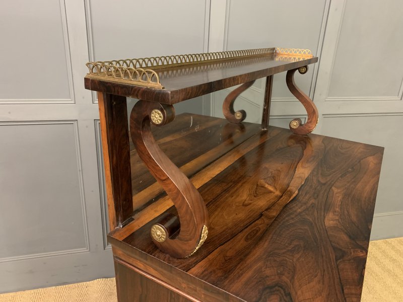 Brass Mounted Regency Rosewood Chiffonier - Image 9