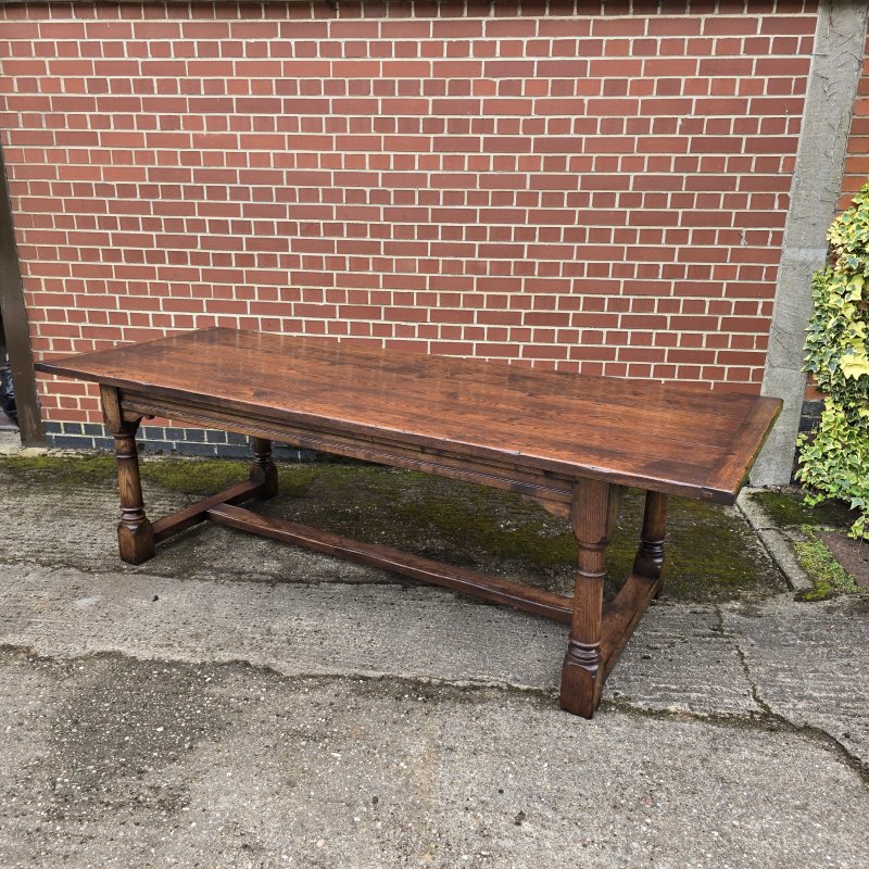 Outstanding Oak Refrectory Kitchen Farmhouse Dining Table - Image 11