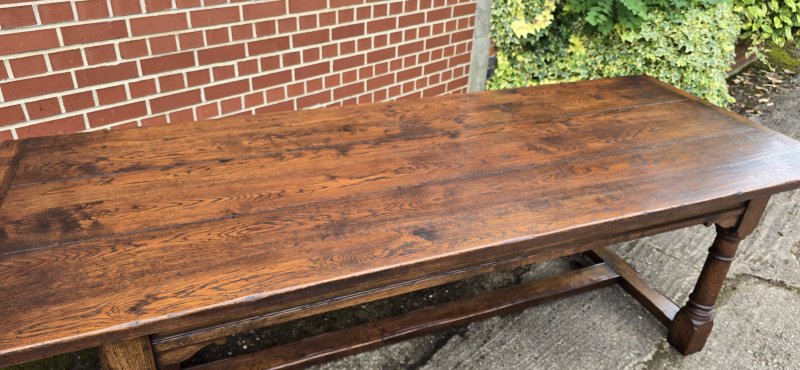 Outstanding Oak Refrectory Kitchen Farmhouse Dining Table - Image 3