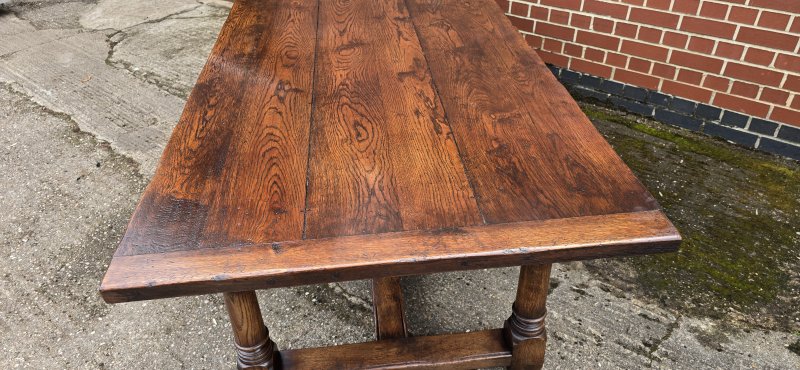 Outstanding Oak Refrectory Kitchen Farmhouse Dining Table - Image 7