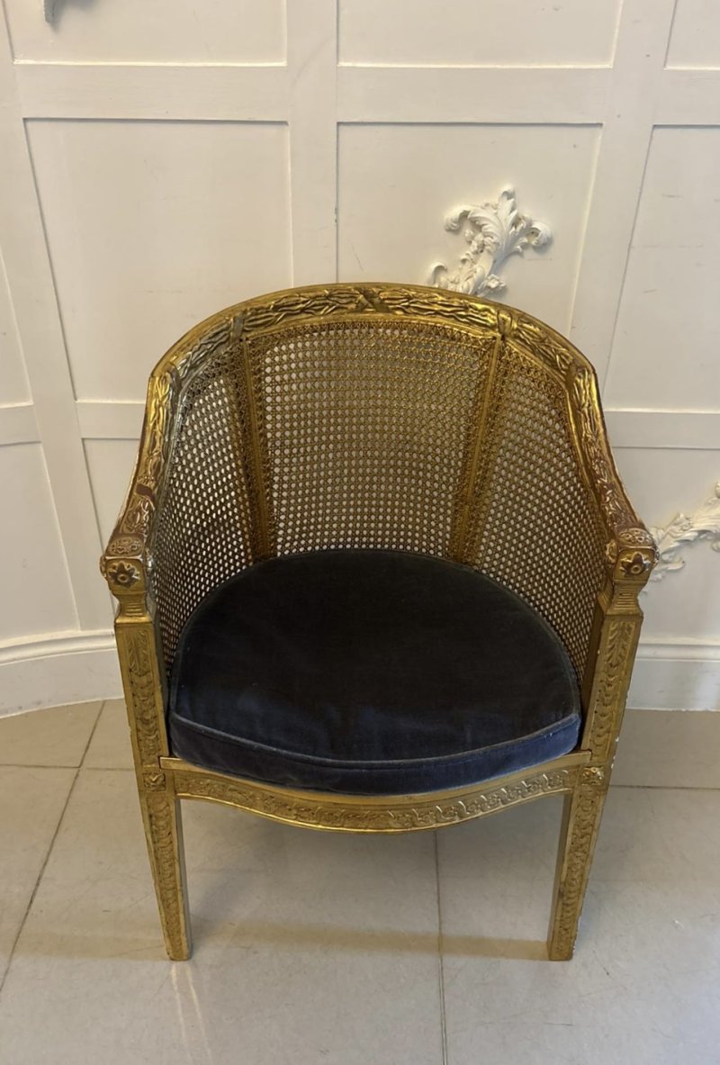Antique Pair Of French Giltwood Bergere Armchairs - Image 11