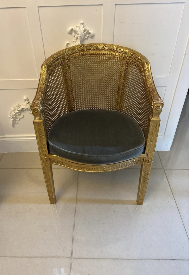 Antique Pair Of French Giltwood Bergere Armchairs - Image 5