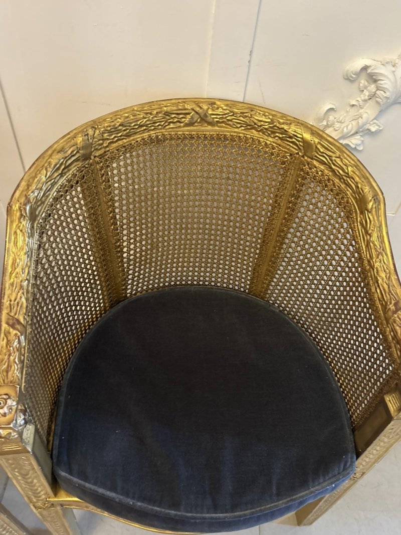 Antique Pair Of French Giltwood Bergere Armchairs - Image 6