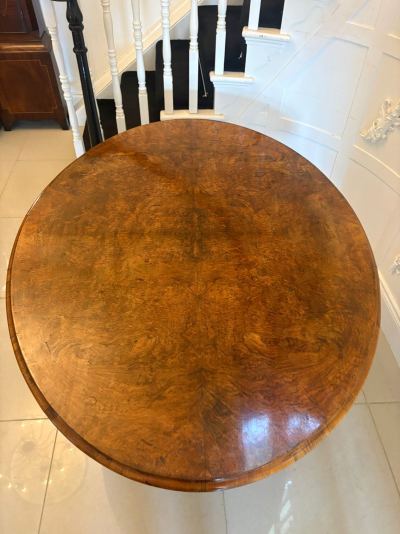 Antique Victorian Burr Walnut Carved Centre Table Dining Table - Image 4