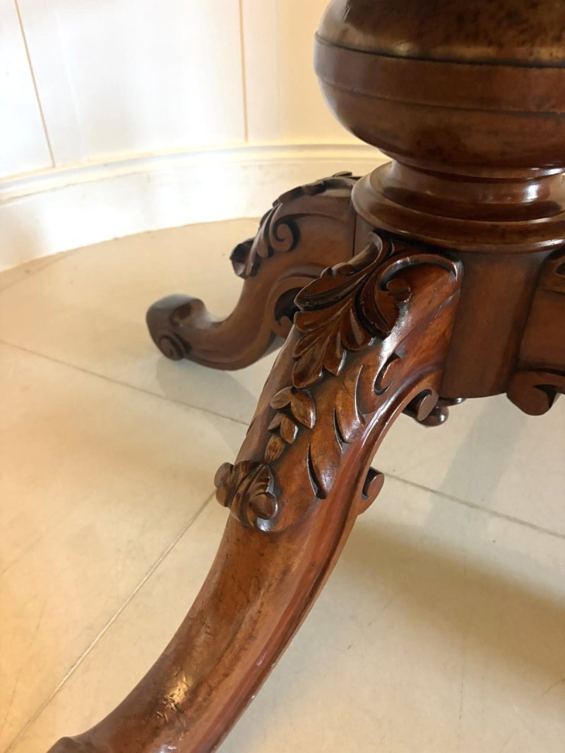 Antique Victorian Burr Walnut Carved Centre Table Dining Table - Image 13