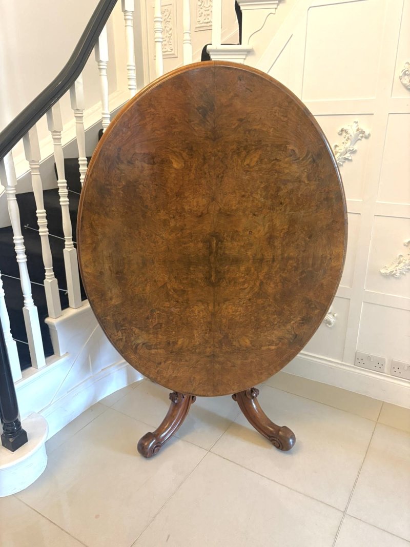 Antique Victorian Burr Walnut Carved Centre Table Dining Table