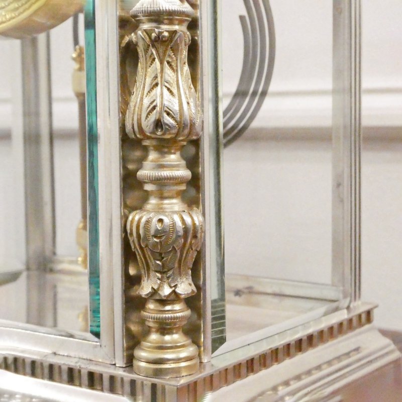 French 19th Century Silver Four Glass Mantel Clock by Vincenti - Image 6