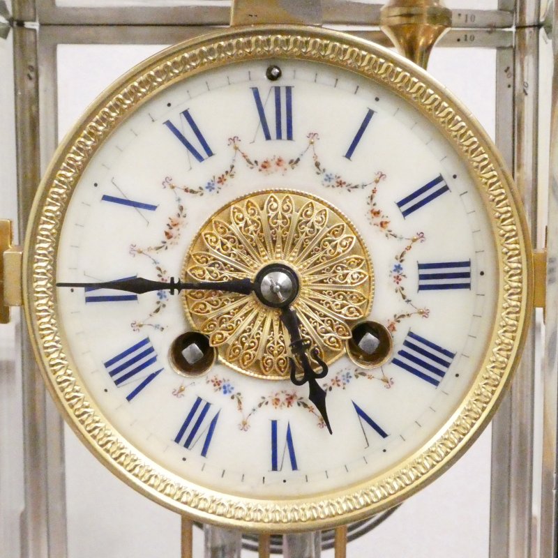 French 19th Century Silver Four Glass Mantel Clock by Vincenti - Image 3