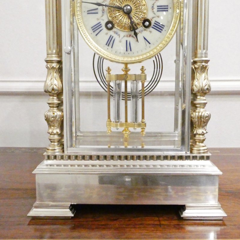 French 19th Century Silver Four Glass Mantel Clock by Vincenti - Image 5