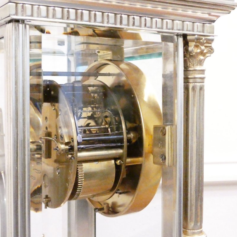 French 19th Century Silver Four Glass Mantel Clock by Vincenti - Image 9