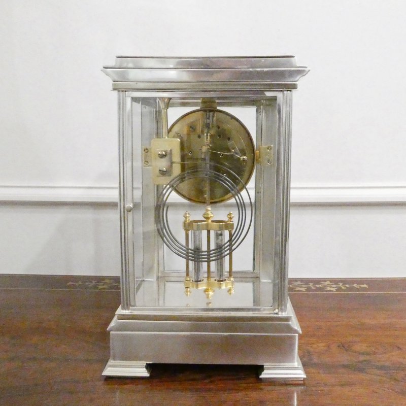 French 19th Century Silver Four Glass Mantel Clock by Vincenti - Image 11