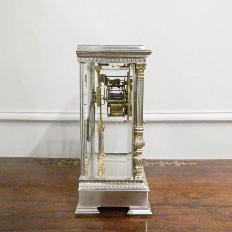 French 19th Century Silver Four Glass Mantel Clock by Vincenti - Image 10