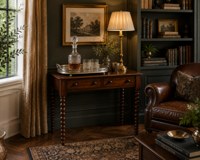 Antique Georgian Mahogany Side Table With Barley Twist Legs - Image 2
