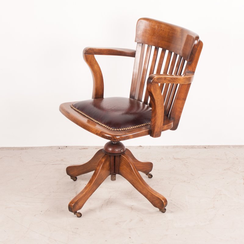 Revolving Height Adjustable Beech Office Desk Chair