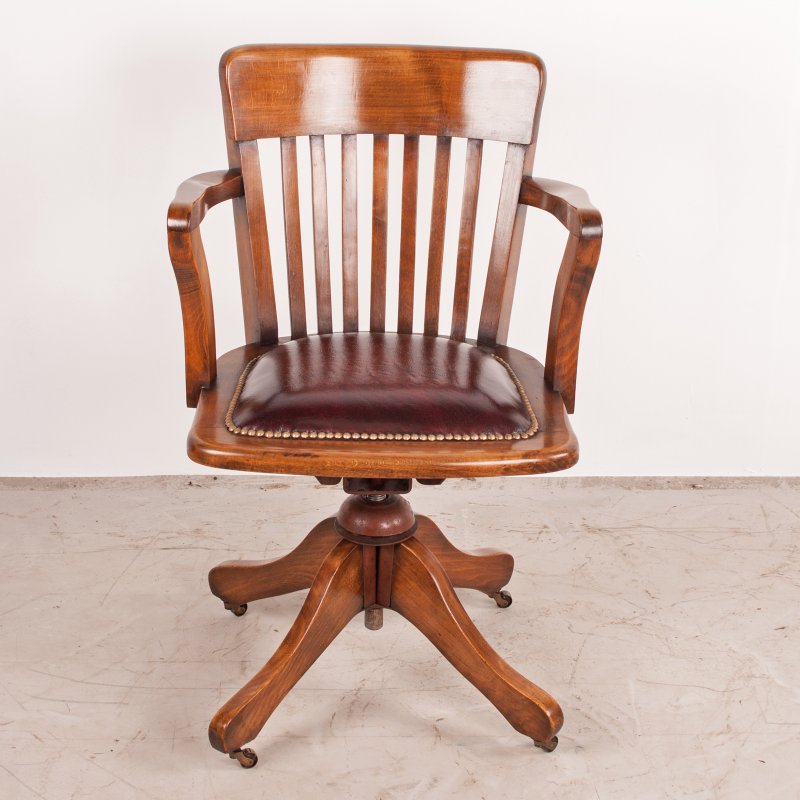 Revolving Height Adjustable Beech Office Desk Chair - Image 2